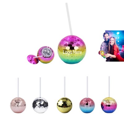 20oz Disco Ball Cup With Lid And Straw