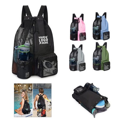 Drawstring Backpack with Mesh Side Pockets