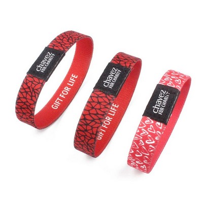 1/2" Sublimated Elastic Wristband with Custom Woven Label