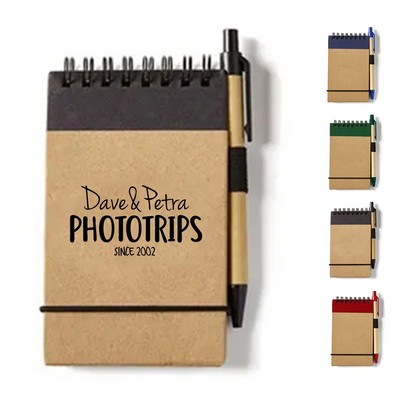 Eco-Friendly Spiral Memo Pad Set with Pen