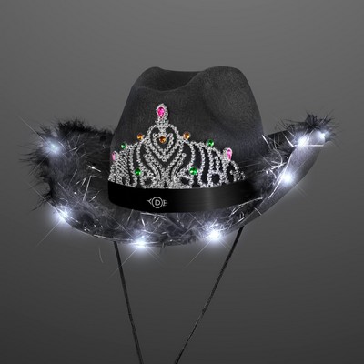 Imprinted Light Up Black Cowgirl Hat