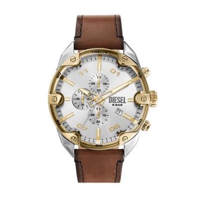 Diesel Spiked Chronograph Brown Leather Watch