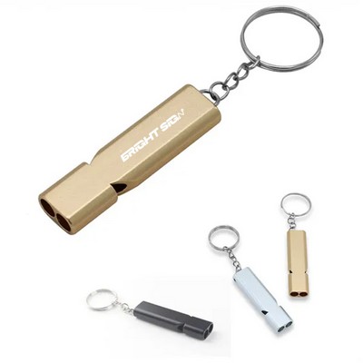 Dual-Tube Emergency Survival Whistle Keychain – High Frequency Aluminum Alloy