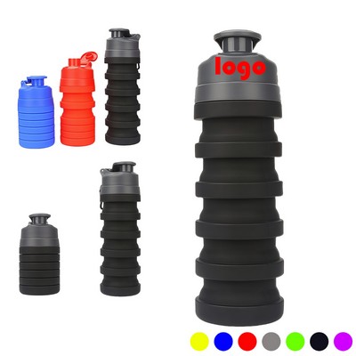 17Oz Silicone Foldable Water Bottles W/ Carabiner