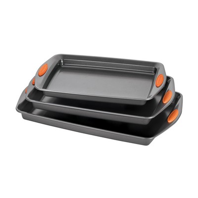 Rachael Ray 3 Piece Cookie Pan Set - Orange