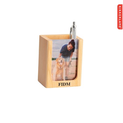 Kikkerland Small Wood Frame and Pen/Pencil Cup