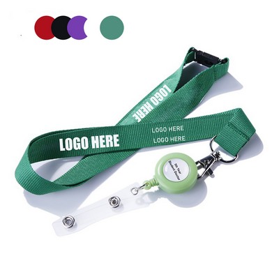 Size Adjustable Woven Retractable Id Card Security Badge Reel Lanyard