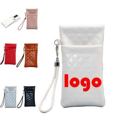 Glasses Case with Carrying Strap Leather Eyeglasses Pouch