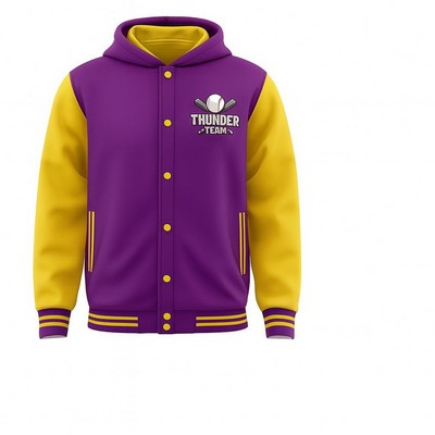 Sublimated Hooded Baseball Jacket - Unisex & Kids