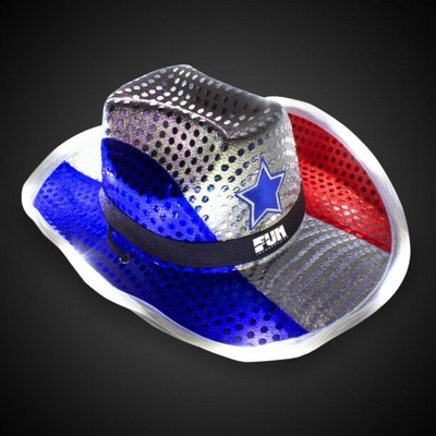 Red White & Blue LED Cowboy Hat w/Black Band