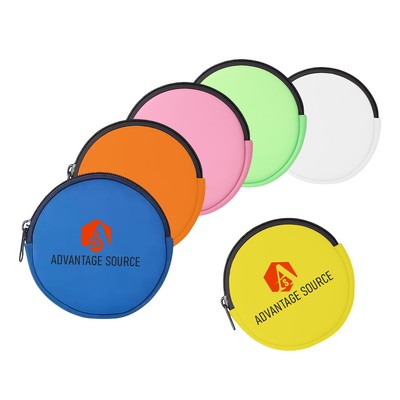 Neoprene Coin Purse Zippered Mini Wallet For Earbuds Cables