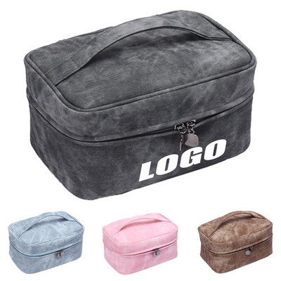 Portable Denim Textured Large Capacity Makeup Bag