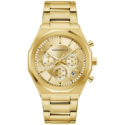 Caravelle Men's Dress Stainless Steel Bracelet Watch Champagne Dial