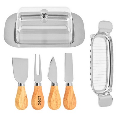 6 Pcs Butter Dish with Lid Butter Cheese Storage Box Butter Slicer Cutter and Cheese Knife Set