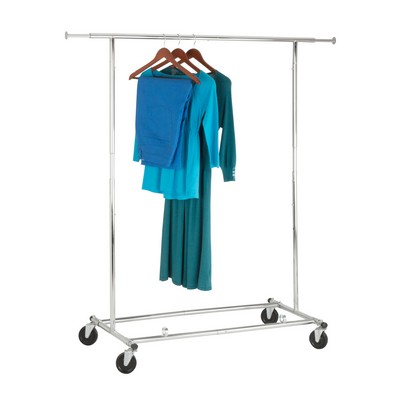 Honey-Can-Do Collapsible Expandable Rolling Garment Rack Chrome