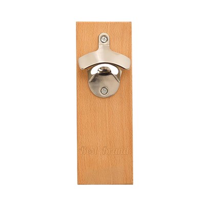 Wooden - Backed Stainless Steel Bottle Opener