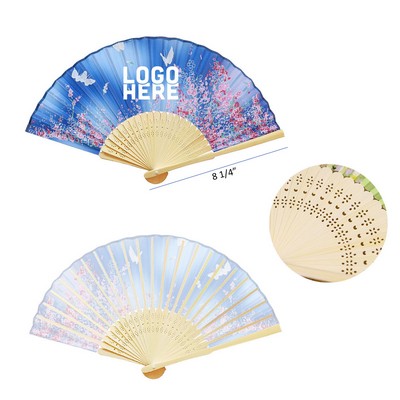 Full Color Fabric Bamboo Folding Fans