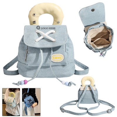 Unique Top Handle Backpack W/ Tie-Detail Flap
