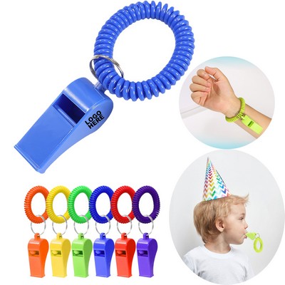 Promotional Outdoor Sport Training Whistle with Coil Wristband