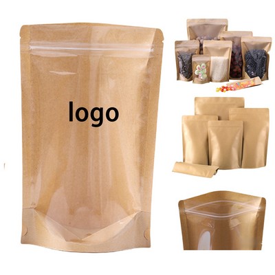 Dual-Sided Kraft/Clear Display Pouch with Zipper