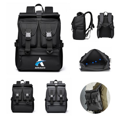 Multi-Pocket Oxford Laptop Backpack