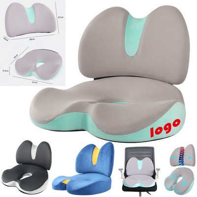 Memory Foam Seat & Lumbar Support Cushion Set – Breathable Knitted Cover, Anti-Slip, Easy Clean