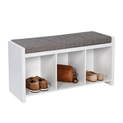 Honey-Can-Do Cube Organizer Bench W/ Shoe Storage & Seat Cushion