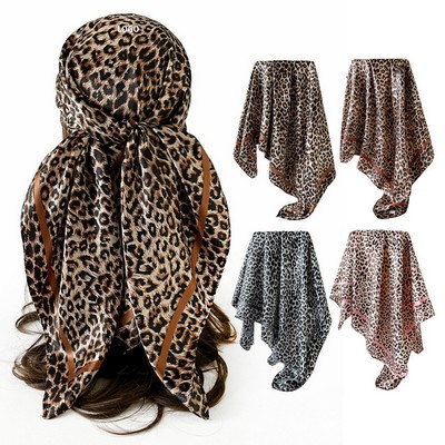 Large Floral Satin Head Scarf for Women