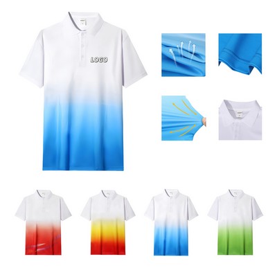 Gradient Color Short-Sleeve Collared Polo