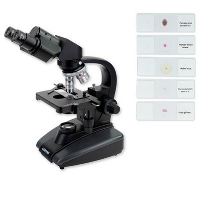 Carson Advanced Compound Microscope Bundle w/5 Prepared Slides
