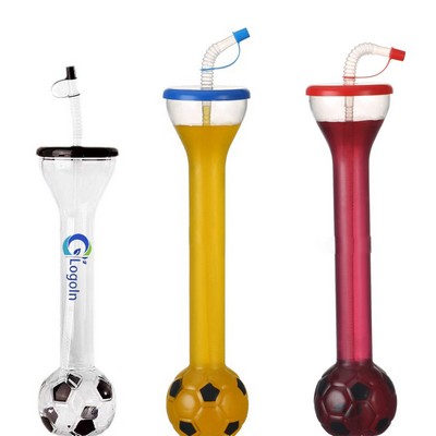 20 OZ Soccer Shaped World Yard Cup Water Bottle with Straw and Lid