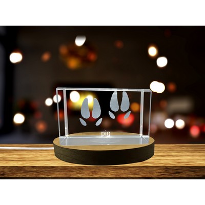 Elegant Pig Hoof Print 3D Laser Engraved Crystal Trophy Award for Animal Lovers