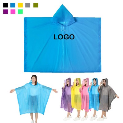 Reusable Unisex Rain Ponchos PEVA Waterproof Rain Coat with Hood
