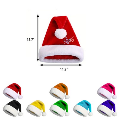 Santa Hats with Plush Trim for Adults and Kids