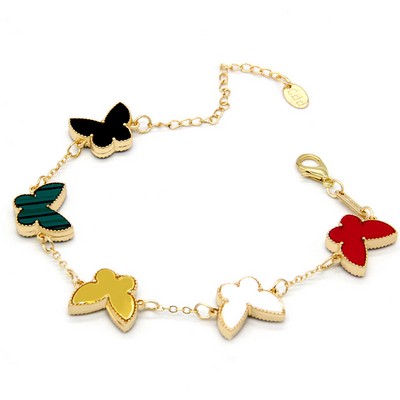9" Lucky Clover Double Sided Butterfly Heart Bracelet