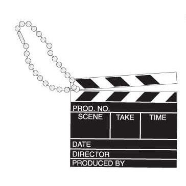 Clapboard Promotional Line Key Chain w/ Black Back (8 Square Inch)