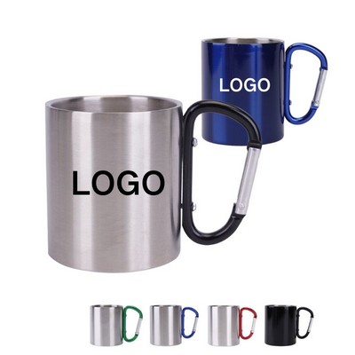 10 oz Stainless Steel Mugs With Carabiner
