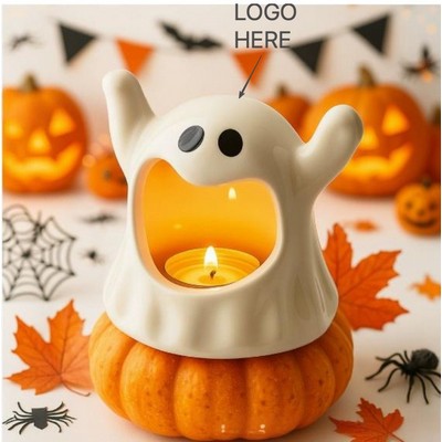 Cute Ghost Ceramic Candle Holder Halloween Decor Ashtray Ornament