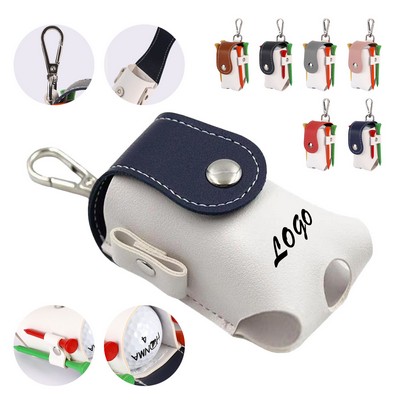 Golf Ball Bag PU Leather Ball Protective Cover