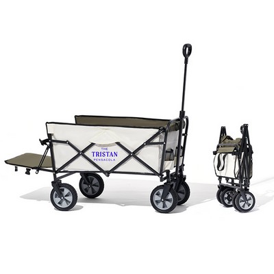 Foldable Garden Wagon With 10" Big Wheels And Brake