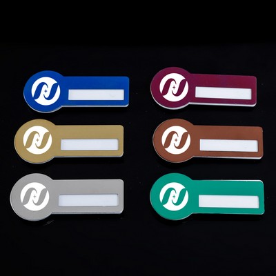 Professional Aluminum Alloy Name Tags Nameplate Badge with Safety Pin & Window #8
