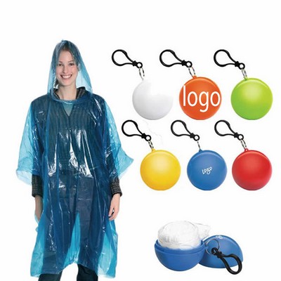 Compact Disposable Rain Poncho Ball/Keyring