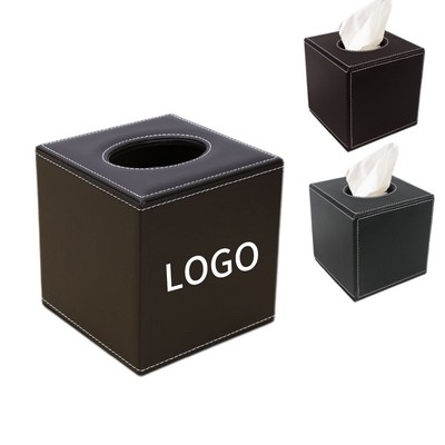 Square Leather Tissue Box