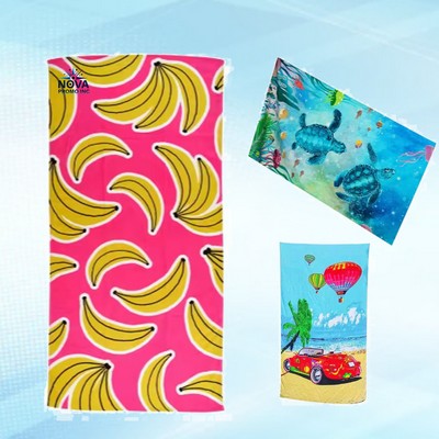 25 by 50" Sublimated Heavyweight Microfiber Beach Towel for Quick-Dry