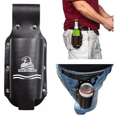 Portable PU Leather Beer Holster Drink Holder