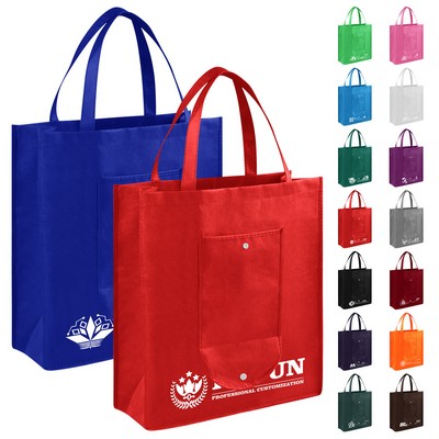 Reinforced 80gsm Non Woven Bag With Snap Button (13.8'' L x 9.8'' W x 3.9'' H)