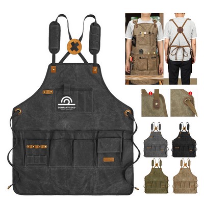 Heavy-Duty Canvas Work Apron With Multi-Pockets