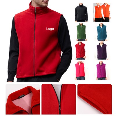 Outdoor Polar Fleece Zip Warm Sleeveless Vest with Pockets