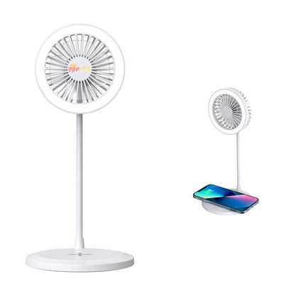 Mini Desktop Fan With Light & Wireless Charger