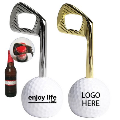 Custom Zinc Alloy & Synthetic Rubber Golf Beer Bottle Opener